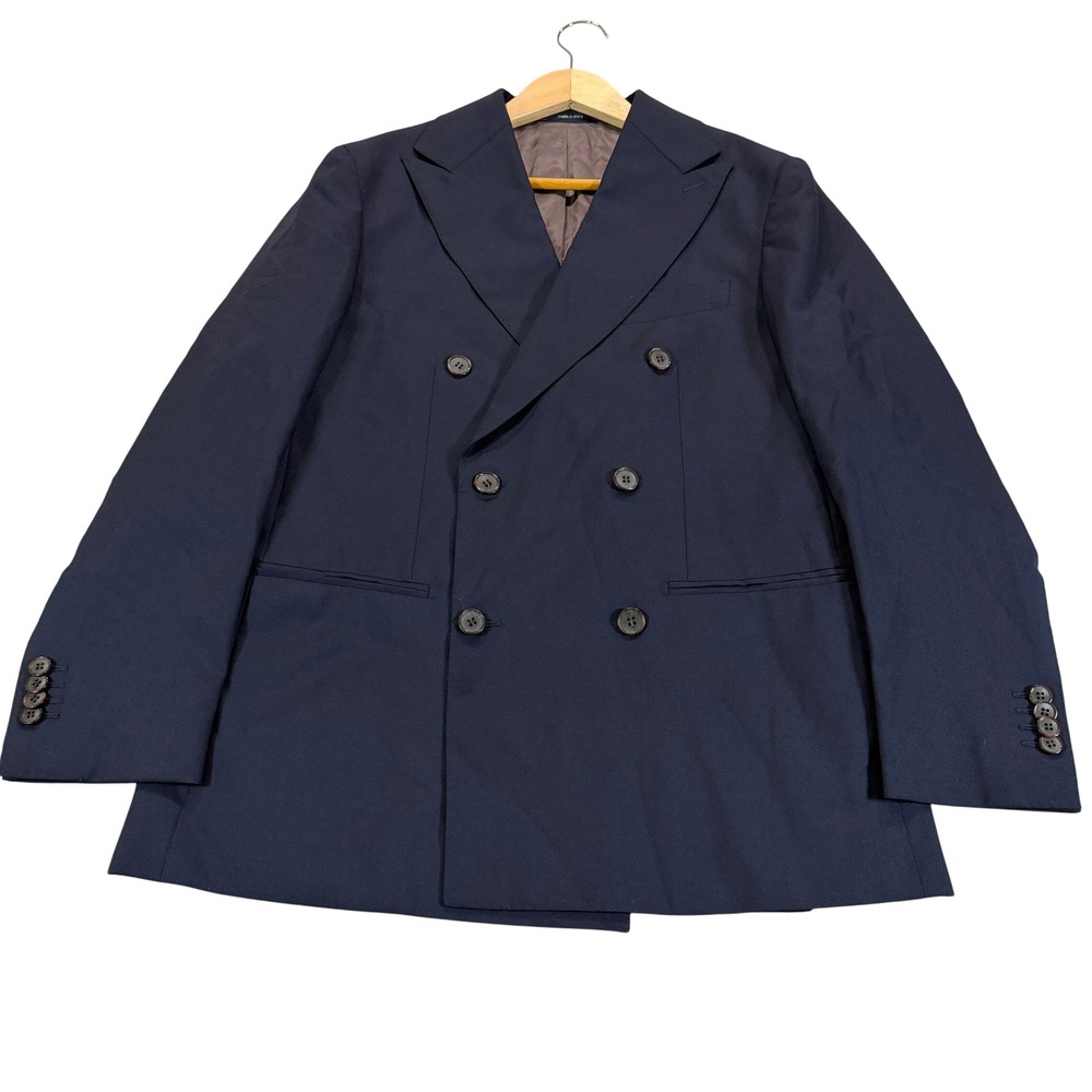 Suitsupply Mens 38S Soho Navy Double Breasted Wool Blazer Vitale Barberis Preppy